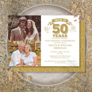 Invitación Brindis por 50 Aniversario de Boda 2 Fotos