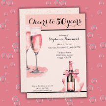 Brindis por 50 años Cumpleaños con champán rosa