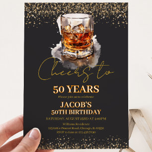 Invitación Brindis por 50 años Cumpleaños Whisky