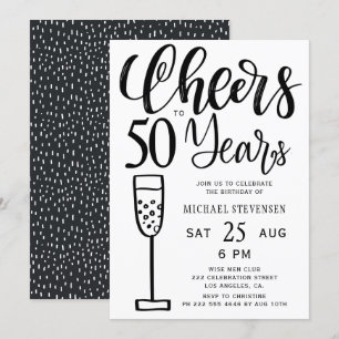 Invitación Brindis por 50 años de fiesta de cumpleaños en bla