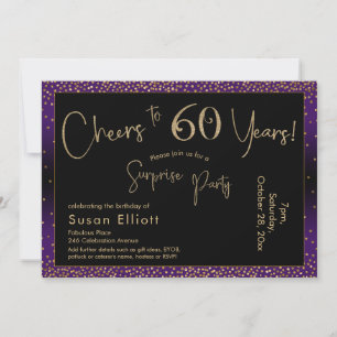 Invitación Brindis por 60 años Cumpleaños sorpresa, Morado