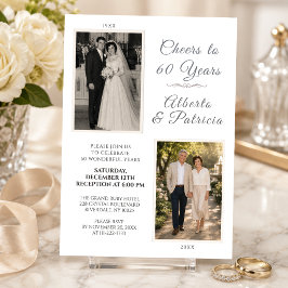 Invitación Brindis por 60 años Foto de Entonces y Ahora