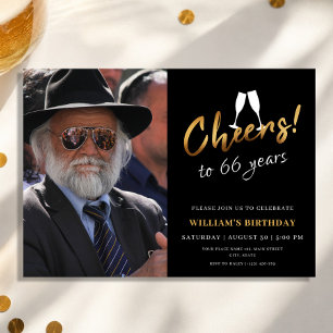 Invitación Brindis por 66 años Foto de cumpleaños de adulto d