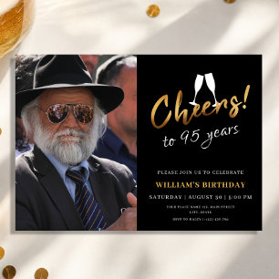 Invitación Brindis por 95 años Foto de cumpleaños de adulto d