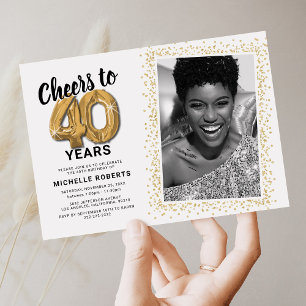 Invitación Brindis por cuarenta años Foto de cumpleaños númer