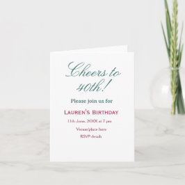 Invitación Brindis por cumpleaños 40 nombre fecha elegante az
