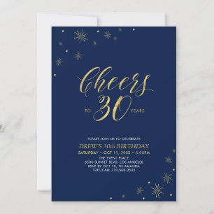Invitación Brindis por los 30 Fiesta de cumpleaños 30 dorad