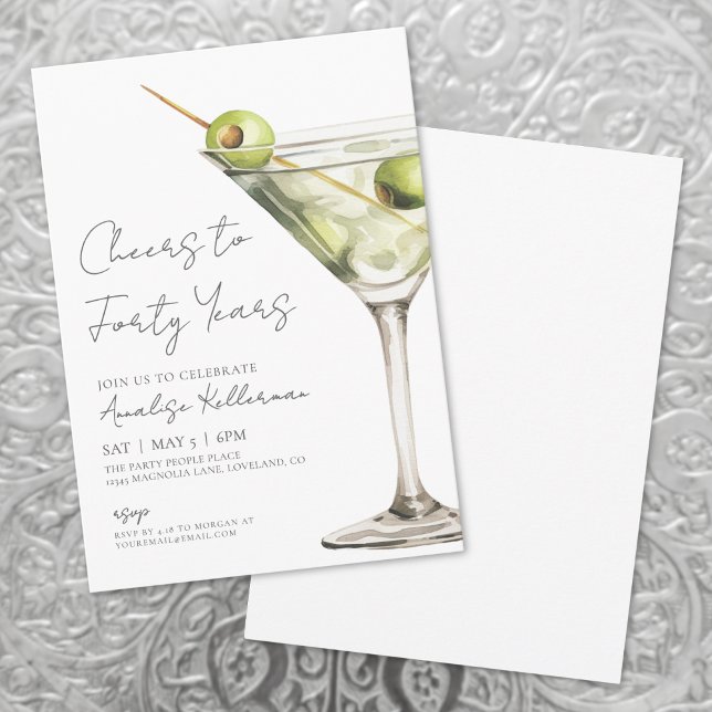 Invitación Brindis por los 40 años de cumpleaños (Cheers To 40th Birthday Party Invitation)