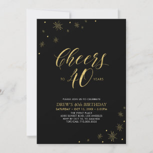 Invitación Brindis por los 40   Fiesta de cumpleaños 40 dorad