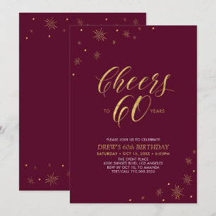 Invitación Brindis por los 60 Fiesta de cumpleaños 60 dorad