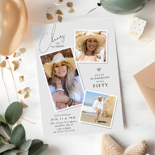 Invitación Brindis por los Años 3 Cumpleaños con Fotos de Fie