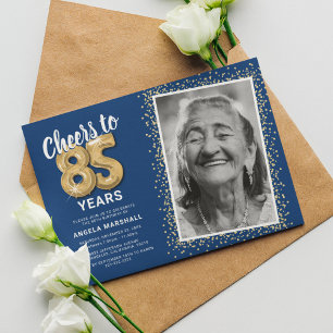 Invitación Brindis por los años de la foto del 85 cumpleaños