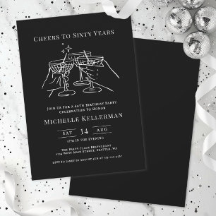Invitación Brindis por sesenta años Fiesta de cumpleaños eleg