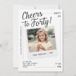 Invitación Brindis por treinta Cumpleaños con foto retro 40