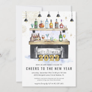 Invitación Brindis por un Año Nuevo   Fiesta de Cócteles Navi