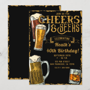 Invitación Brindis y Cervezas Pub Bar de Oro Negro Fiesta de 