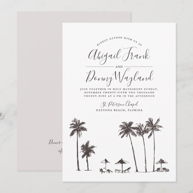 Invitación Brisa de la palma | Celebración del Boda (Anverso / Reverso)