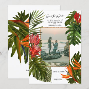 Invitación Brisa tropical exuberante foto botánica Save the D