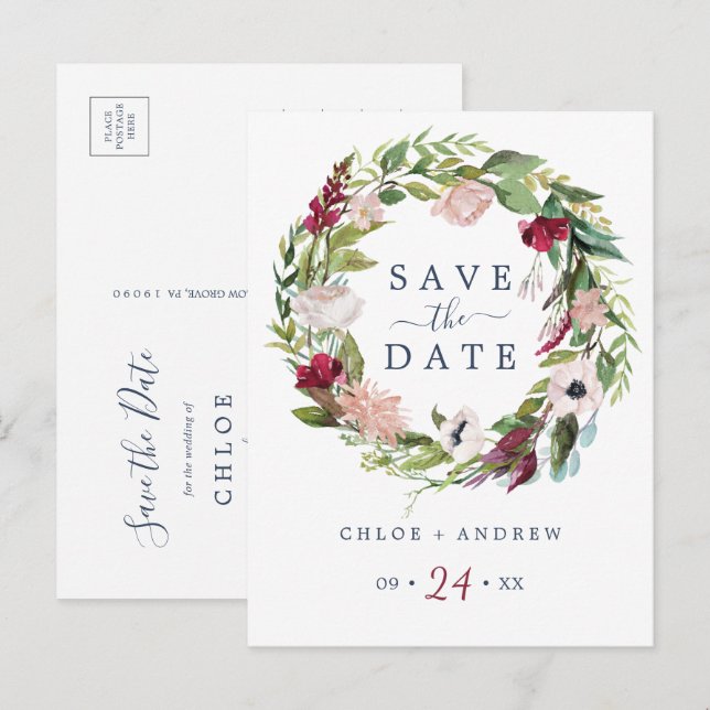 Invitación Brisa tropical Guardar la postal de fecha (Anverso / Reverso)