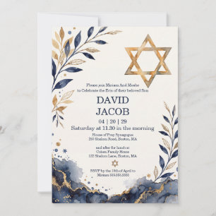Invitación Brit Milá Naming de un bebé judío varón Estrella d