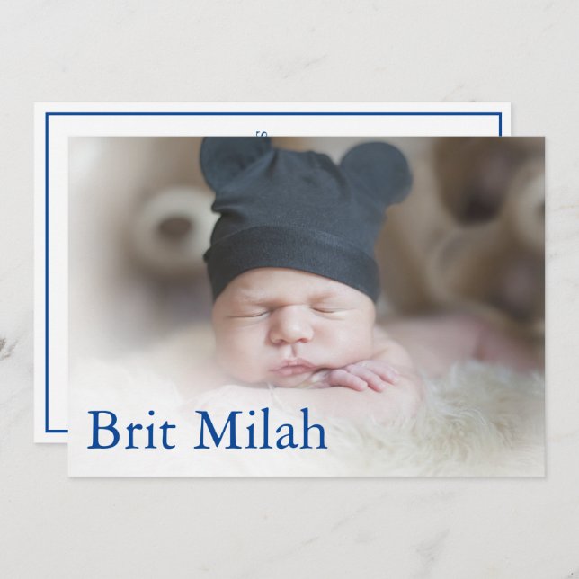 Invitación Brit Milah Foto Niño Bebé Judío Hebreo (Anverso / Reverso)