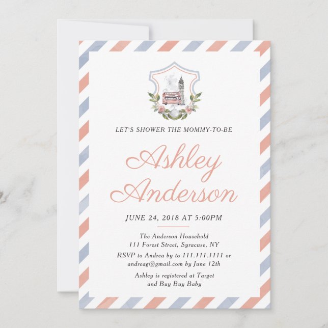 Invitación británica de Baby Shower del té (Anverso)