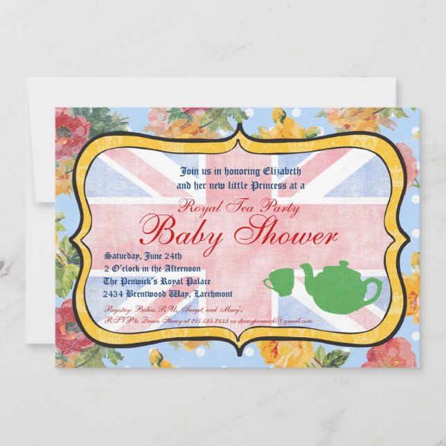 Invitación británica real de Baby Shower (Anverso)