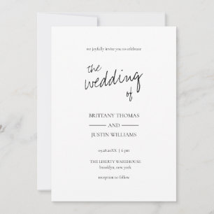 Invitación Brittany Modern Elegant Boda de caligrafía negra