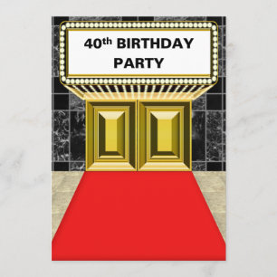 Invitación Broadway Marquee Red Carpet 40 cumpleaños