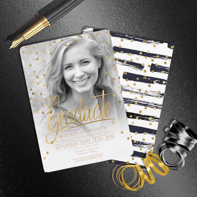 Invitación Brocas de pincel y confetti Black Gold ID511 (Subido por el creador)