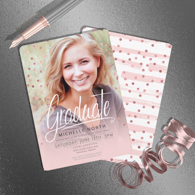 Invitación Brocas de pincel y confetti Rosa de oro ID511 (Subido por el creador)