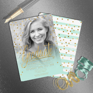 Invitación Brocas de pincel y montura de confetti verde/dorad