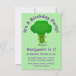 Invitación Broccoli de baile lindo, cumpleaños personalizado