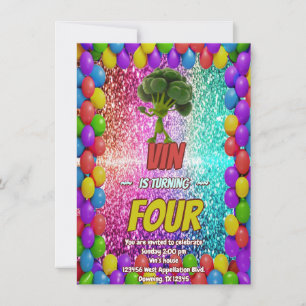 Invitación Broccoli Vegetariano Verde Eco Friendly temática