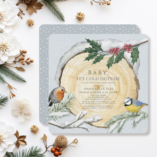 Invitación Brocha de madera bebé hace frío fuera del Baby Sho (Subido por el creador)