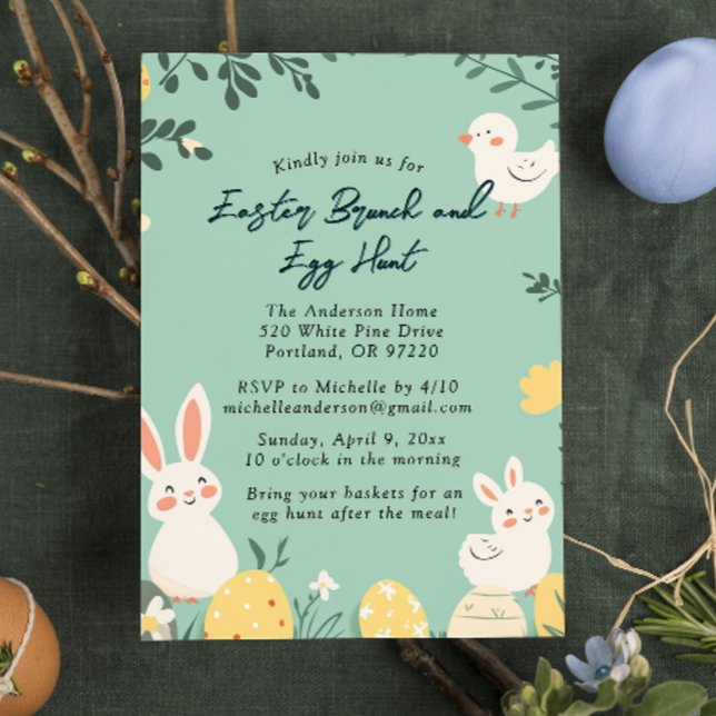 Invitación Broche manual de Brunch y caza de huevos de pascua (Subido por el creador)