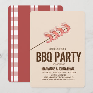 Invitación Brochetas de camarones a la parrilla BBQ Party