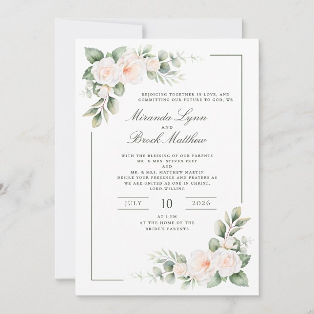 Invitación Brock Miranda Sage Blush Floral Watercolor Wedding (Anverso)
