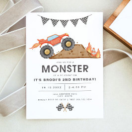Invitación BRODI Red Monster Truck Boy Cumpleaños