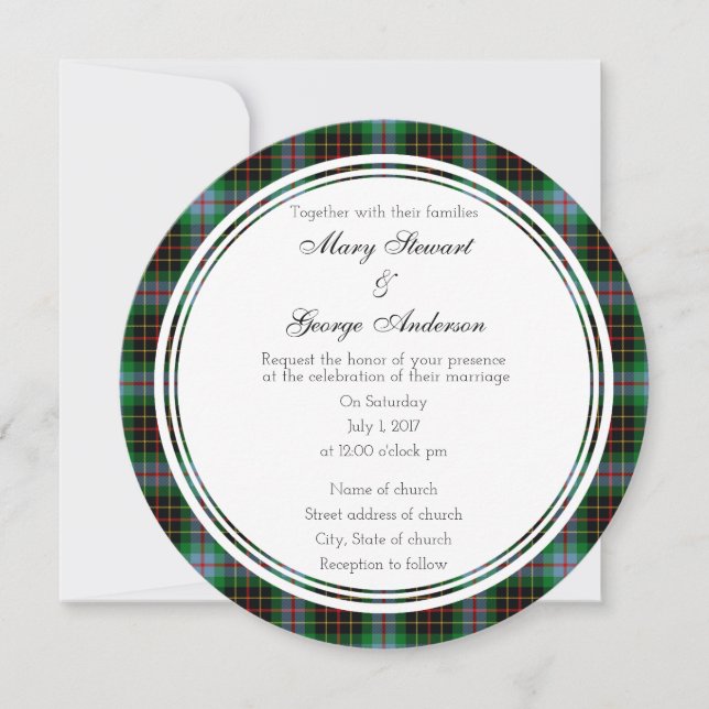 Invitación Brodie Hunting Scottish Boda Round Invitation (Anverso)