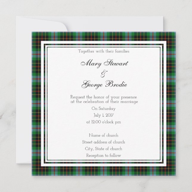 Invitación Brodie Hunting Scottish Boda Square Invitation (Anverso)
