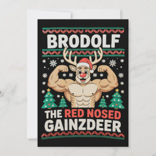 Invitación Brodolf Nariz Roja Gainzdeer Reno Navidad Gimnasio