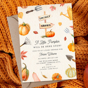 Invitación Brompkin Patch Neutral Fall Baby Shower