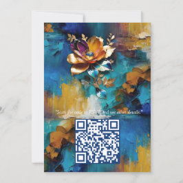 Invitación Bronce abstracto de estilo barroco dorado-azul