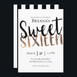 Invitación Bronce blanco negro dulce moderno 16 16 Fiesta<br><div class="desc">Personalizar para su evento.</div>