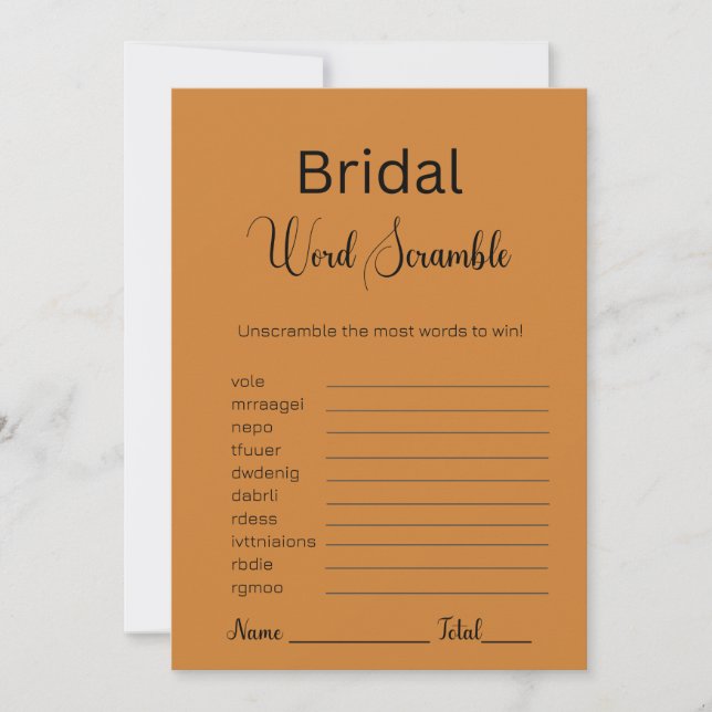 Invitación Bronce Bridal Word Scramble Game (Anverso)