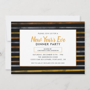 Invitación Bronce plateado dorado tira a Fiesta de Nochevieja