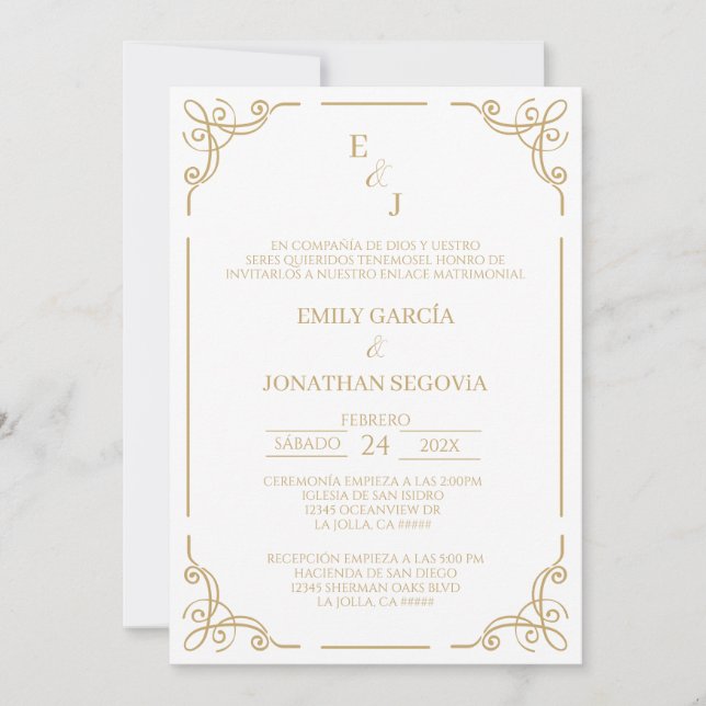 invitación bronce y oro minimalista invitation (Anverso)