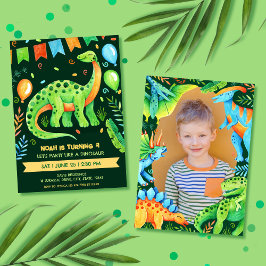 Invitación Brontosaurus Jurassic Boy Dinosaur Fiesta Foto