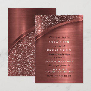 Invitación Bronze Burgundy Purpurina Bridal Shower Cumpleaños